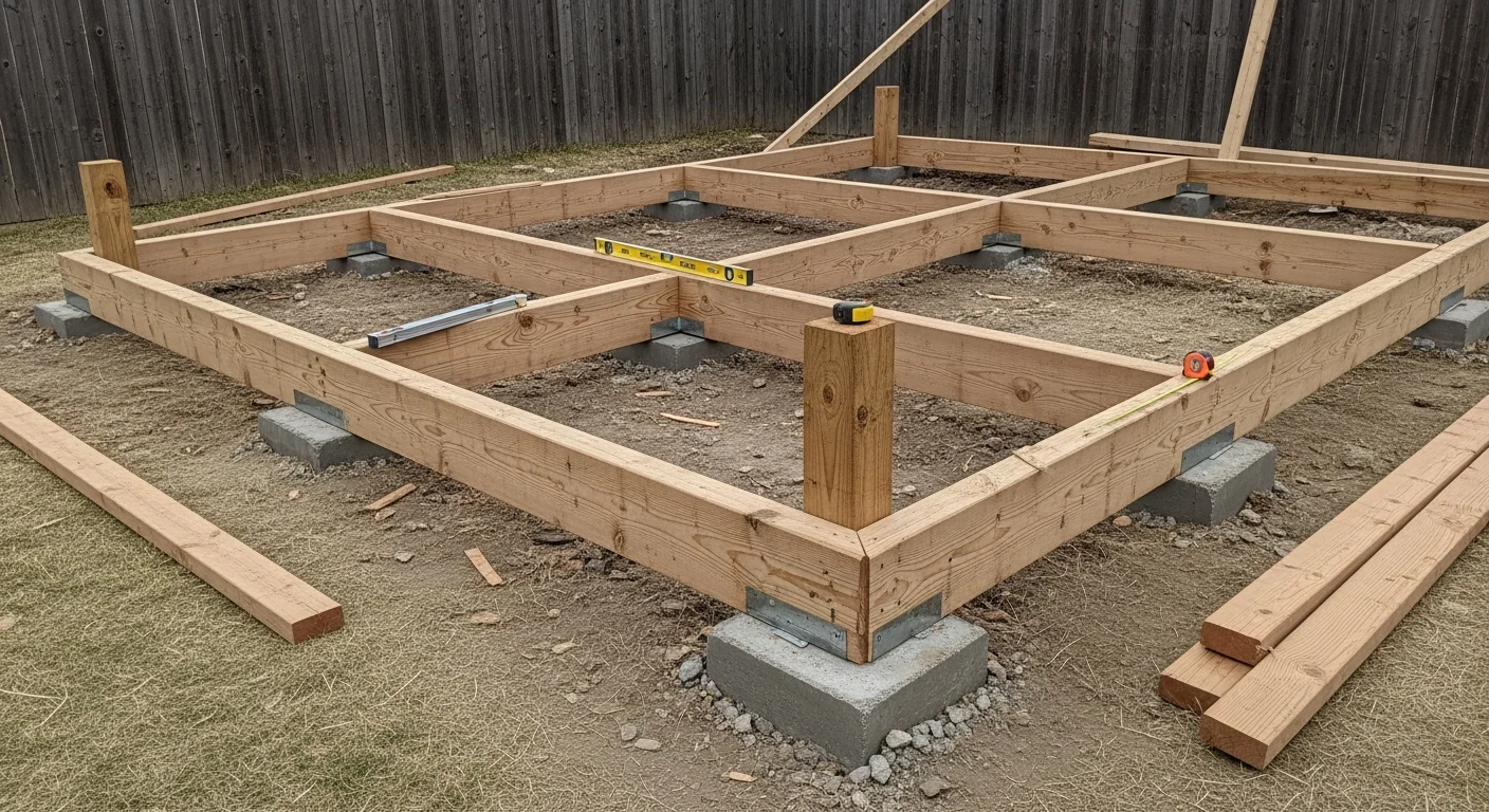 A newly installed wood-framed backyard shed in a Salt Lake County residential yard, with a pitched roof, double doors, and a clear 1-foot setback from the rear property line. The structure sits on a level foundation behind the main house, surrounded by a maintained lawn typical of suburban neighborhoods in the county.